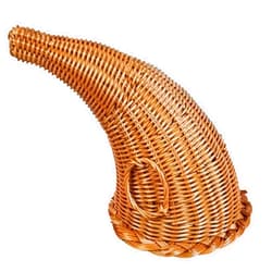 Wedhapy Cornucopia Basket Centerpiece 11 Inch Height Christmas Cornucopia Centerpiece Horn Shape Weaven Basket Table Decorations for Fall Harvest Thanksgiving Decor Collectible Figurines