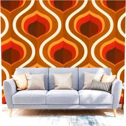 KWNFYVZJCSX Wallpaper Peel and Stick 70's Retro Seamless Wallpaper Pattern Material Illustration Large Wall Mural Removable Sticker Vinyl Film Covering Self Adhesive Decoration for Living Room