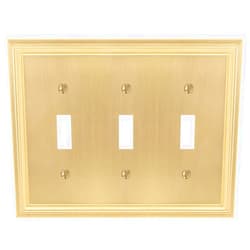 Amerelle 98TTTSB Daltry Wallplate, 3 Toggle, Cast Metal, Satin Brass, 1-Pack