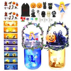 RGISHOP 2 Pack Halloween Lantern Craft Kit Halloween Mason Jar Craft DIY Lantern Arts and Crafts for Halloween Decoration Art Project