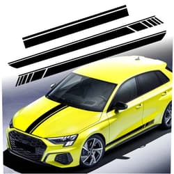 TOMALL 3pcs Car Side Body Stickers Car Hood Decals for Car Sports Racing Stripe Decal Auto Vinyl Waterproof Graphics Stickers Car SUVs Door Roof Hood Bumper Sticker Universal Decal Decorations (Black)