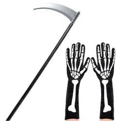 JOYIN Grim Reaper Accessories Set with Grim Reaper's Scythe and Scary Skeleton Gloves Halloween Sickle Weapon Prop Costume for Party