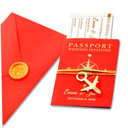 aydan's unique finds Custom Passport Wedding Invitation Set with Wax Seal – Handmade Destination Wedding Stationery – Personalized with Names, Date & RSVP