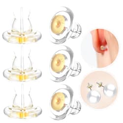 WDXIUE Earring Backs,18K Gold Silicone Earring Backs Replacements, 10PCS Locking Secure Earring Backs for Studs/Droopy Ears, Hypoallergenic Earring Backs for Women Men (Gold)
