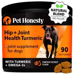 Pet Honesty Hip & Joint Turmeric Health - Joint Supplement for Dogs, Omega-3 Fish Oil, Turmeric Support Joint Health, Ease Stiffness - Advanced Pet Joint Support and Mobility - 90 Ct (Pumpkin)