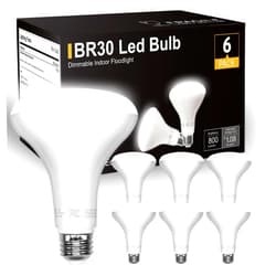 DAYBETTER 6 Pack BR30 LED Light Bulbs, Dimmable Indoor Flood Lights, Daylight White 5000k, E26 Base, 9W, 65W Equivalent, 800 LM, Recessed Can Light for Bedroom, Kitchen, Living Room, Bathroom, Ceiling