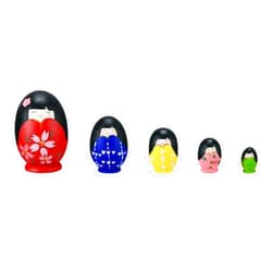 SLOFL Matryoshka Christmas Russian Nesting Dolls 5 Pcs，Russian Doll Christmas Decorations，Wood Stacking Nested Set Creative Toys