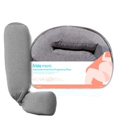 Frida Mom Pregnancy Pillow, Body Pillow, Cooling Pillow, Adjustable for Comfortable Sleep and Pregnancy Belly Support, Back Support, and Leg Support, Gray