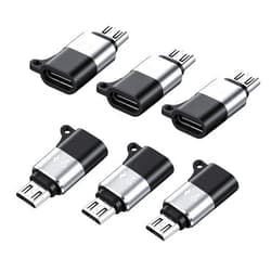 Skrfren 6 Pack Micro USB to USB C Adapter, Type C Female to Micro USBs Male Converter Connector Support Charge Data Sync, TypeC Micros USBs Adapter Micros Male Convert Connector, Black