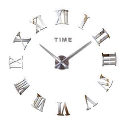 FASHION in THE CITY 3D DIY Mirror Surface Wall Clocks Room Decorative Wall Watches (Silver)