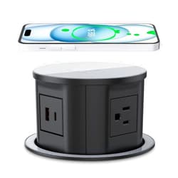 ANNQUAN Pop Up Outlet for Countertop with 20W USB-C,4.7inch Pop Up Power Outlet,15W Wireless Charger,4 Outlets,1 USB-C,1 USB-A,Pop Up Electrical Outlet for Kitchen Conference Garage Workbench(Black)