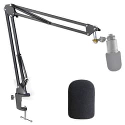YOUSHARES AT2020 Mic Stand with Pop Filter - Microphone Boom Arm Stand with Foam Windscreen for AT2020 USB + AT2035 Condenser Microphone