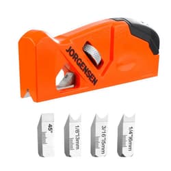 JORGENSEN Chamfer Plane, Edge Corner Plane with 4 Cutter Heads, Storage Space - Hand Plane for Woodworking, Professional Carpenter Woodworking Tools for Edge Trimming of Wood, Edge Corner Flattening