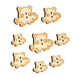 Sniggle Sloth Kawaii Flapjack Octopus Wood Buttons for Sewing Knitting Crochet DIY Craft - Small 0.75 Inch (12pcs)