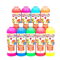 Colorations BioColor Paint, Fluorescent, 16 oz, Set of 9, Washable, Non-Toxic, Kids Paint, School Art Supplies