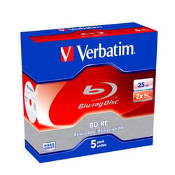 Verbatim BD-RE 25GB 2X with Branded Surface - 5pk Jewel Case