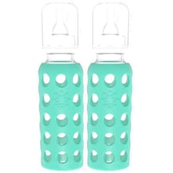 Lifefactory Glass Baby Bottles with Silicone Protection - 2-Pack, 9 oz Bottles, Kale