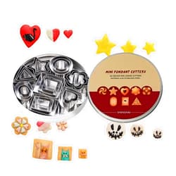 SurgeHai Mini Cookie Cutter Set24 Pieces Metal Fondant Cutters3 Hearts, 3 Stars, 3 Flowers and 15 Geometric Shapes