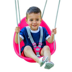 Swurfer Coconut Toddler Swing – Comfy Baby Swing Outdoor, 3- Point Adjustable Safety Harness, Secure, Safe Quick Click Locking System, Blister-Free Rope, Easy Installation, Ages 6-36 Months