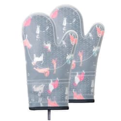 Ceconcert Silicone Oven Mitts, Heat Resistant 450 ℉ Kitchen Oven Gloves, Clear Outer Oven Mitts and Inner Cotton Oven Mitts, Long Oven Mitts for Kitchen Cooking Baking BBQ, Waterproof &Dirt Resistant, Black