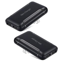 Excgood Dual USB Wall Charger, [2-Pack] Flat USB Wall Plug Slim Charger Compatible with iPhone 16 15 14 Pro Max/13/12/11/Xr/Xs/X, Galaxy A03s/A13/A12/S10/9/8, Black
