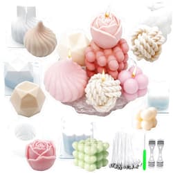 EuTengHao Silicone Candle Molds Set for Candle Making with Candle Wicks, 3D Silicone Mold for Soy Wax, Soap, Cake, Dessert DIY Scented Candle Craft Making