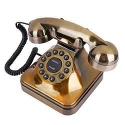 Ejoyous Antique Telephone, Bronze Vintage Retro Landline Phone Old Fashioned Push Dial Corded, Landline Phone Decorative Desktop Caller for Home Office Hotel Decor