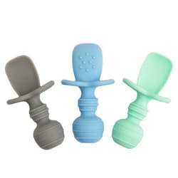 UpwardBaby Upward Baby Spoons Self Feeding 6+ Months, 3 Pack, Chewable Toddler Utensils with Anti Choke Barrier, Baby Feeding Essentials, Baby Spoons 4 months, Silicone Baby Spoons, Baby Spoons 6 Months