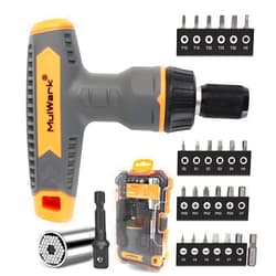 MulWark 30PC Super Universal Socket Tool - Magnetic Ratcheting Screwdriver with Torx/Square/Slotted/Phillips/Hexagonal Screwdriver Bits - Socket Set with Power Drill Adapter - Gift for Men