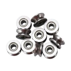 Oumefar U-Groove Bearing 10pcs U624zz Carbon Steel Shell U-Groove Pulley Roller Metal U Type Guide Pulley Wheel Roller Bearing 0.51inch OD for Window Door Linear Motion System