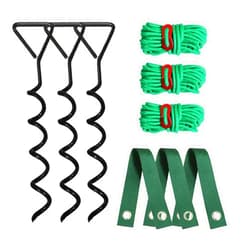 CCILAND 3 PCS Tree Stakes and Supports, Heavy Duty Tree Stake Kit, Steel Spiral Tree Straightening Kit for Young Leaning Trees Against Strong Wind Bad Weather