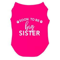 Tees & Tails Soon to Be Big Sister Dog Tee Shirt Sizes for Puppies, Toys, and Large Breeds (56 Hot Pink, Small)