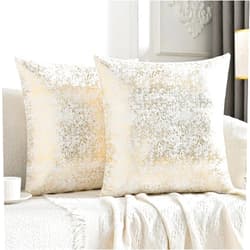 JELLYMONI Sparkling Decorative Pillow Covers Set of 2,Gold Glitter Throw Pillows Cover 18x18in Inch for Living Room Bed Sofa Couch, Morden Home Luxury Decor(18x18in,Gold White)