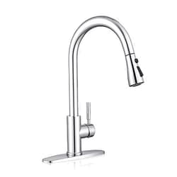 WEWE Sink Faucet, Pull Down Kitchen Faucet with Sprayer Low Lead Commercial Modern Stainless Steel rv Farmhouse Kitchen Faucet Single Handle 1 or 3 Hole Kitchen Sink Faucet, Polished Chrome