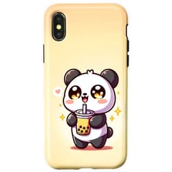 Cute Kawaii Panda drinking Boba Bubble Tea Anime Case for iPhone X/XS