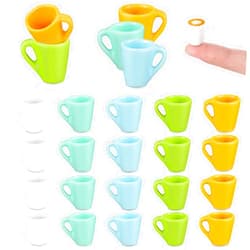 Sratte 20 Pieces Mini Coffee Cups Ceramic Mugs Tea Cup Dollhouse Miniatures Food Kitchen Room Decoration Craft Accessories (Cute Style)