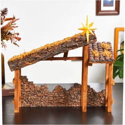 TOETOL Manger for Nativity Scene for Inside 7&8 inch Resin Scale Holy Family Nativity Stable Creche Desk Tabletop Home Decor Collectable Christmas Decorations(15.6