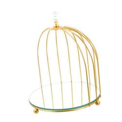 CRILSTYLEO Mirror Birdcage Design Cosmetic Organizer Rack Skincare Storage Makeup Display Case Iron Storage Rack Desktop Organizer