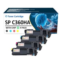 ADFNDA SP C360HA Toner Cartridge Replacement for Ricoh SP C360HA 408176 408177 408178 408179 Toner Cartridges Compatible for Ricoh SP C360DNw C360SFNw Printers, 4 Pack(KCMY)