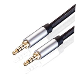 Jelly Tang Male to Male Audio Cable 25Ft,3.5mm 4 Pole Nylon Braided Stereo Aux Cable/Auxiliary Cable/Aux Cord for Headphones, PS4,Phone, Tablets, Headset, PC, Laptop and More(25Ft/8M)
