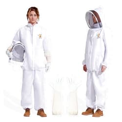 QHZHANG Bee Suit Jacket+Pants-splitter Body Suit with Beekeeping Jacket for Men Women- sting proof Bee Jacket with with Veil Hood &sheepskin Gloves (M