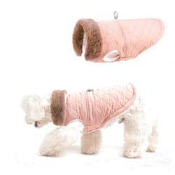 BEAUTYZOO Winter Dog Coat with Harness Built in, Warm Dog Puffer Jacket Vest Padded Fleece Cold Weather Dog Coats Windproof Waterproof Snow Jackets Clothes for Small Medium Dogs Puppy, Pink XS