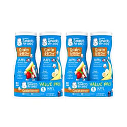 Gerber Baby Snacks Puffs Variety Pack, Banana & Strawberry Apple, 1.48 Ounce - 2 count of four packs, Package may vary, 1.48 Ounce (Pack of 8)