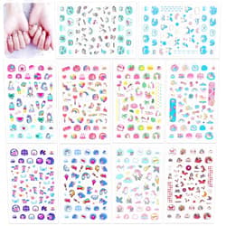 HOWAF 560+Designs Unicorn 3D Nail Art Stickers Decals, Rainbow Unicorn Nail Sticker Self-adhesive Nail Toe Manicure Tip Decorations Designs for Kid Girls Women DIY Nail Tip Makeup Decoration