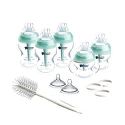 Tommee Tippee Advanced Anti-Colic Grow with Baby Bottle Set, 0m+, 5oz & 9oz Self-Sterilizing Bottles, Slow & Medium-Flow Breast-Like Nipples, Bottle Handles