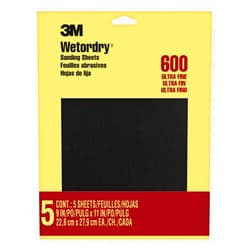 3M Wet or dry Sandpaper, 9 in. x 11 inch, 600 Grit, Ultra Fine, 5 Sheets/Pack