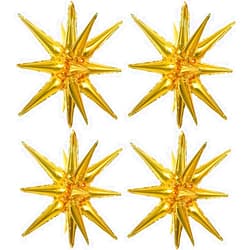 TONIFUL 4 Pcs 22inch 4D Huge Gold Star Balloons Explosion Star Mylar Foil Balloons for Party Supplies Backdrop Christmas,New Year,Birthday, Wedding,Photo Booth Ornament