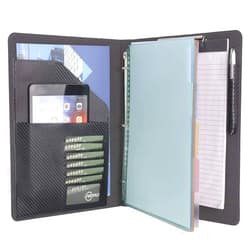 ICarryAlls Binder Portfolio Organizer with Color File Folders, Business and Interview Padfolio with 3-Ring Binder, Clipboard