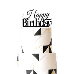 JYNice Classic Letters Happy Birthday Cake Topper Black Acrylic Dad Man Birthday Party Cake Toppers for Dad Birthday Party Cake Decorations Cake Party Supplies