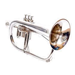 SHREYAS New Nickel Plated Bb Flat 3 Valve Flugelhorn with Free Hard Case and Mouthpiece